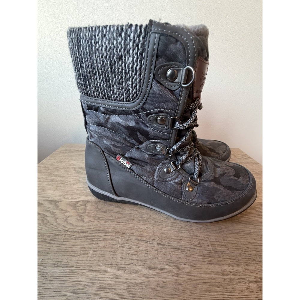 Global Win Winter Snow Boots, Black, Womens 6